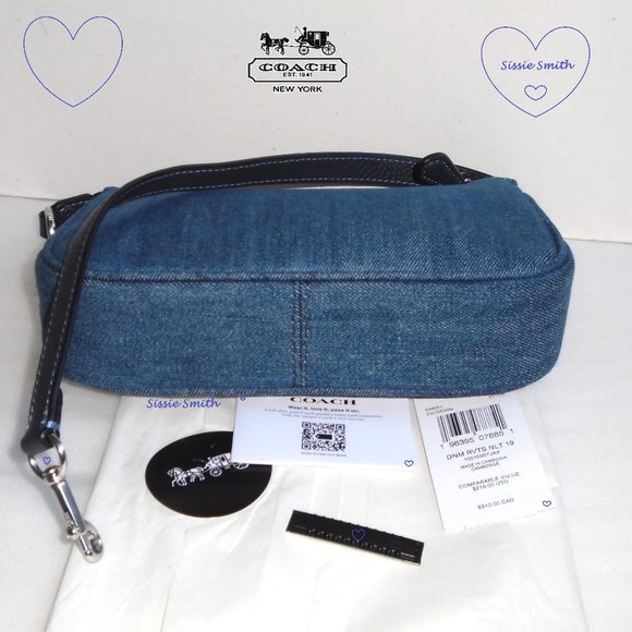 NWT Coach Nolita 19 In Denim with Rivets & Denim Chained Id Case - Picture 5 of 16